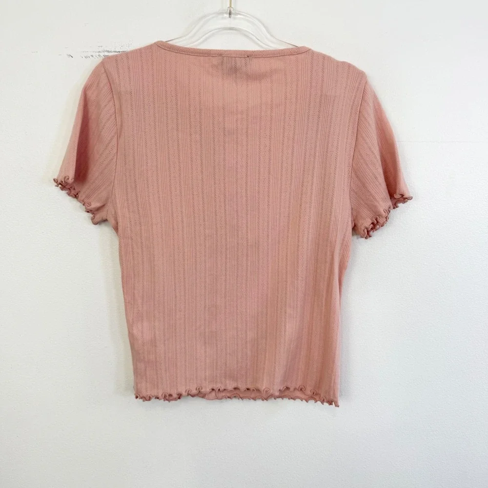 J.Crew Pointelle Short-Sleeve Knit Cardigan Pink Medium